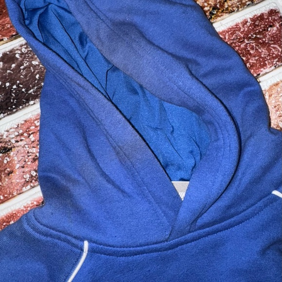 Vintage Nike grey tag blue Spell Out hoodie boys 7 NWT but flaw - Picture 3 of 3